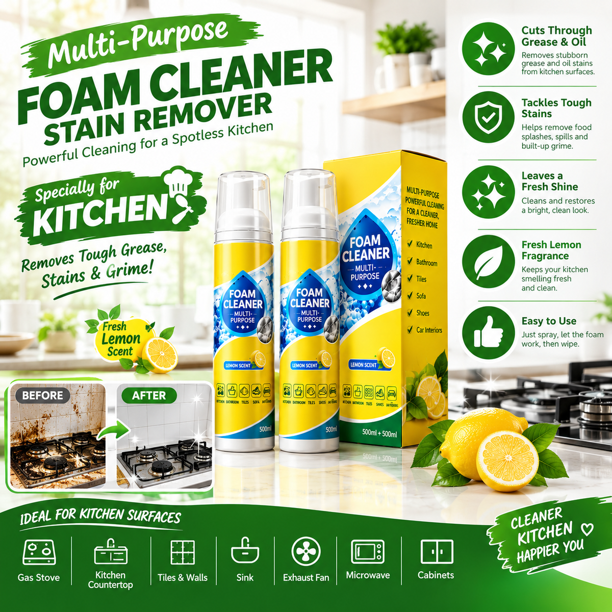 Foam Cleaner Multipurpose Stain Remover – Buy 1 Get 1