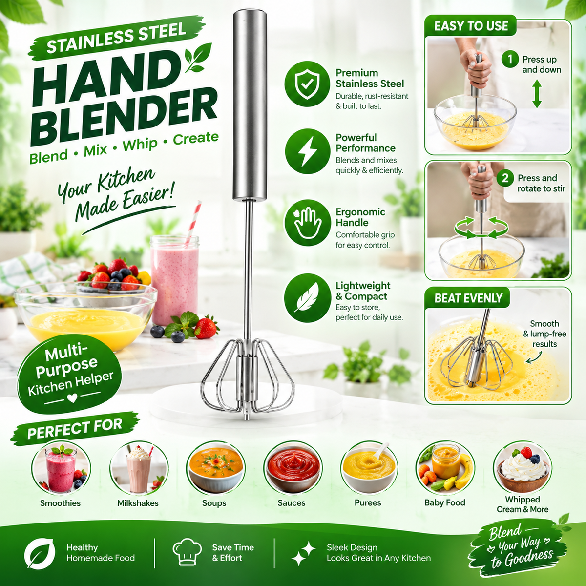 Stainless Steel Hand Blender