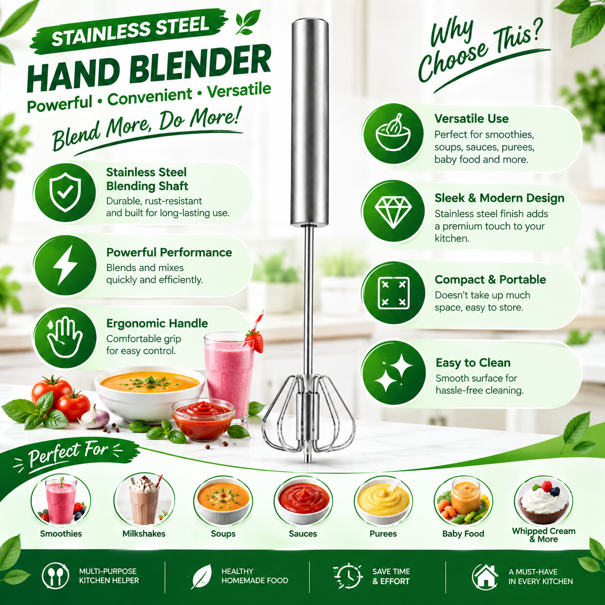 Stainless Steel Hand Blender