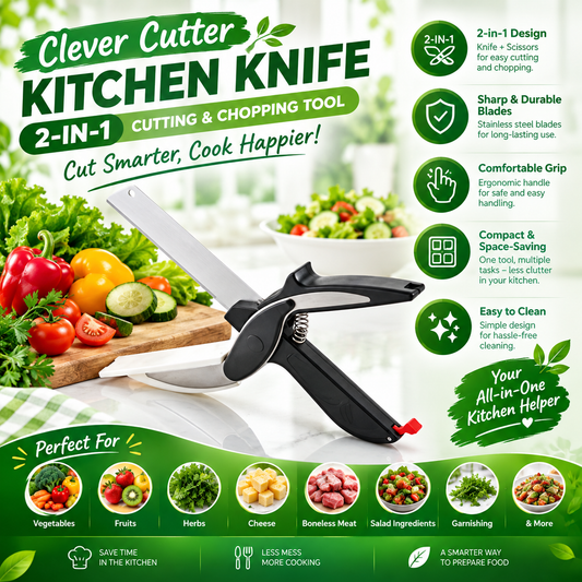 Clever Cutter Kitchen Knife – 2-in-1 Cutting & Chopping Tool