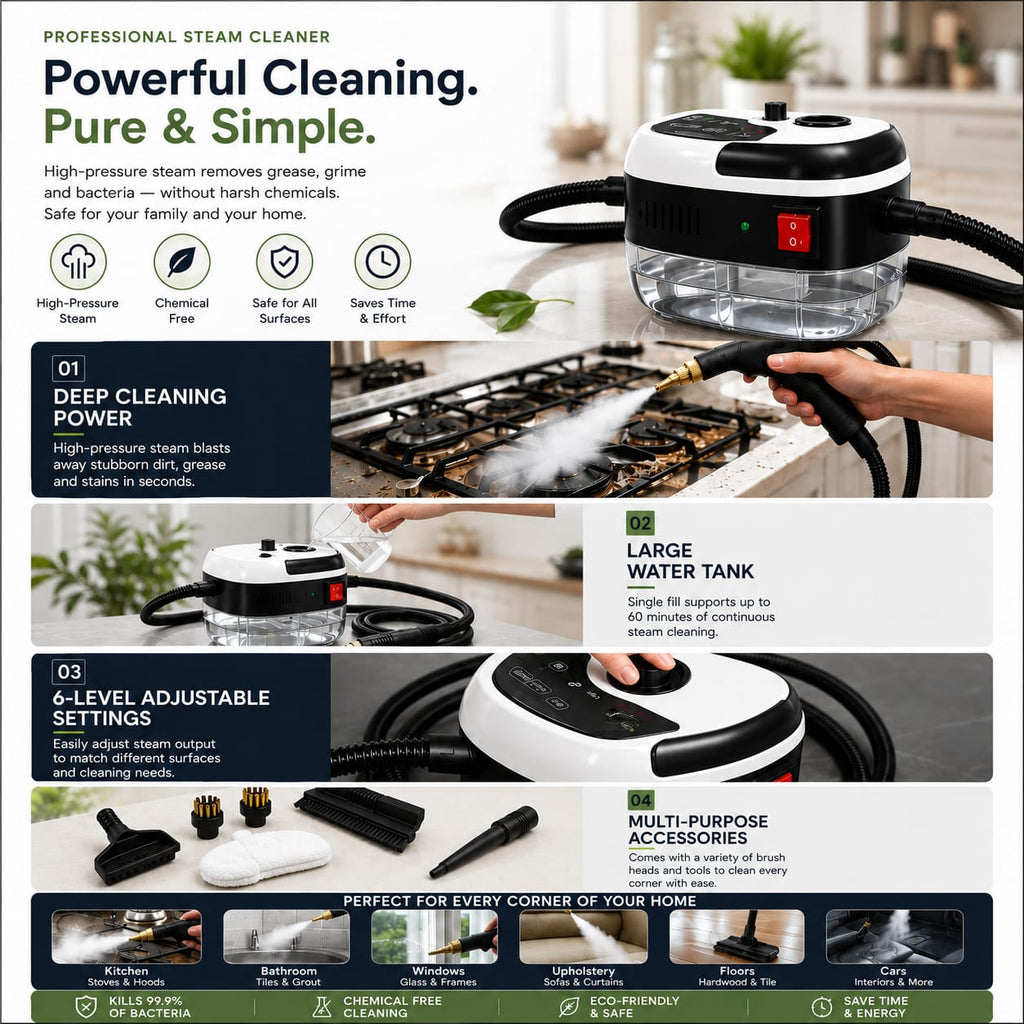 High-Pressure Steam Cleaner with High-Temperature Output
